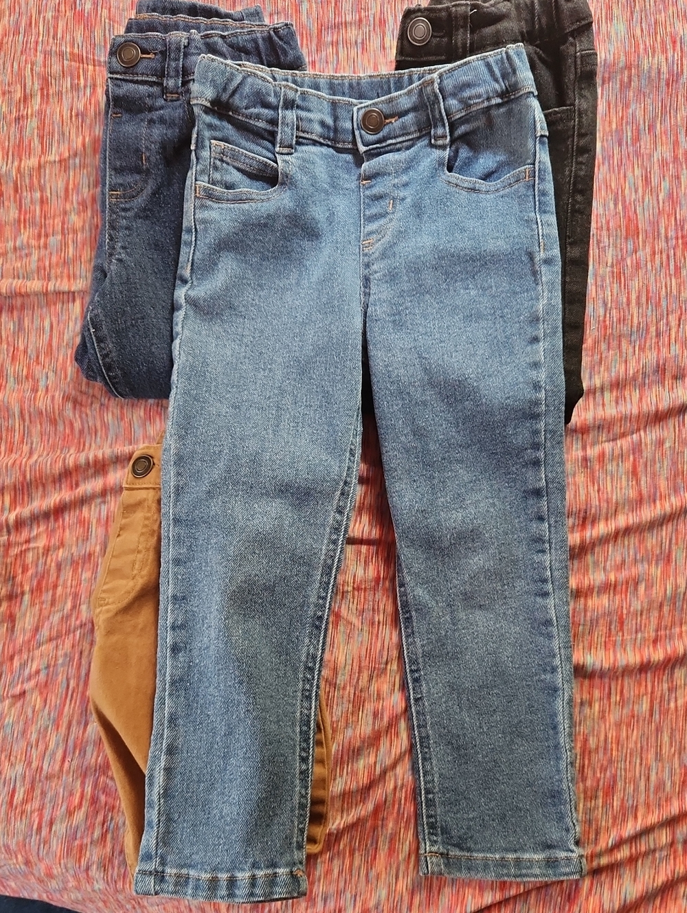 Kids Boys Elastic-Waist 4Pack - Blue Denim, Tan, Black Jeans 4T - Picture 5 of 10